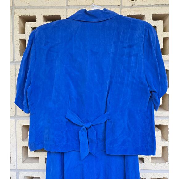 Vintage Rabbit Rabbit Rabbit Designs  Blue Maxi Slip Dress & Jacket Set Size 8 - Picture 3 of 6